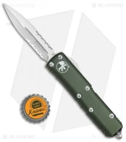 Microtech UTX-85 D/E OTF Automatic Knife OD Green (3.125" Satin Serr) 232-5OD -Blade HQ Shop Microtech UTX 85 DE OTF OD Green Satin Serr 232 5 OD BHQ 80386 jr bottlecap