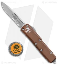 Microtech UTX-85 S/E OTF Automatic Knife Tan (3.125" Stonewash Serr) 9 Microtech UTX-85 S/E OTF Automatic Knife Tan (3.125" Stonewash Serr) -Blade HQ Shop Microtech UTX 85 SE OTF Auto Tan SW Serr 231 11TA BHQ 72341 jr bottlecap