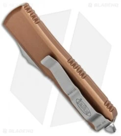 Microtech UTX-85 S/E OTF Automatic Knife Tan (3.125" Satin Serr) 8 Microtech UTX-85 S/E OTF Automatic Knife Tan (3.125" Satin Serr) -Blade HQ Shop Microtech UTX 85 SE OTF Auto Tan Satin Serr 231 5 TA BHQ 87563 jr side