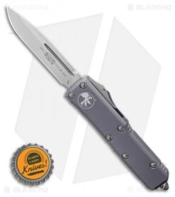 Microtech UTX-85 S/E OTF Automatic Knife Gray (3.125" Stonewash) 231-10GY -Blade HQ Shop Microtech UTX 85 SE OTF Automatic Knife Gray 3.125 Stonewash BHQ 124410 LS Bottlecap 2