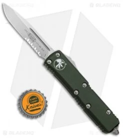 Microtech UTX-85 S/E OTF Automatic Knife OD Green (3.125" Satin Serr) 231-5 OD -Blade HQ Shop Microtech UTX 85 SE OTF OD Green Satin Serr 231 5 BHQ 89935 jr bottlecap