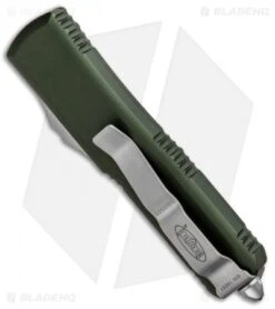 Microtech UTX-85 S/E OTF Automatic Knife OD Green (3.125" Satin Serr) 231-5 OD -Blade HQ Shop Microtech UTX 85 SE OTF OD Green Satin Serr 231 5 BHQ 89935 jr side