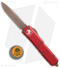 Microtech UTX-85 S/E OTF Automatic Knife Red (3.125" Bronze) -Blade HQ Shop Microtech UTX 85 SE Red Bronze BHQ 72345 er bottlecap