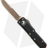 Microtech UTX-85 S/E OTF Automatic Knife Black (3.1" Bronze Serr) -Blade HQ Shop Microtech UTX 85 SE black bronze serr BHQ 75684 er