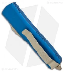 Microtech UTX-85 S/E OTF Automatic Knife Blue (3.125" Bronze) 231-13BL -Blade HQ Shop Microtech UTX 85 SE blue bronze 231 13BL BHQ 69040 er side