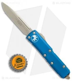 Microtech UTX-85 S/E OTF Automatic Knife Blue (3.125" Bronze) 231-13BL -Blade HQ Shop Microtech UTX 85 SE blue bronze 231 13BL BHQ 69040 er size