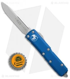 Microtech UTX-85 S/E OTF Automatic Knife Blue (3.125" Stonewash) 231-10BL -Blade HQ Shop Microtech UTX 85 SE blue sw 231 10BL BHQ 69036 er size