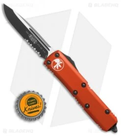 Microtech UTX-85 S/E OTF Automatic Knife Orange (3.125" Black Serr) 231-2OR -Blade HQ Shop Microtech UTX 85 SE orange black serr 231 2OR BHQ 69048 er size