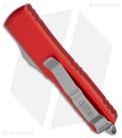 Microtech UTX-85 Spartan OTF Automatic Knife Red (3.1" Stonewash) -Blade HQ Shop Microtech UTX 85 Spartan OTF AK Red 3in SW BHQ 174869 td side