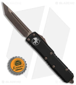 Microtech UTX-85 T/E OTF Automatic Knife Black (3.1" Bronze Apocalyptic Tanto) -Blade HQ Shop Microtech UTX 85 TE OTF AK Black 3in Bronze Apocalyptic Tanto BHQ 146578 td size