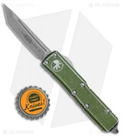 Microtech UTX-85 T/E OTF Automatic Knife Distressed OD Green (3.125" Stonewash) -Blade HQ Shop Microtech UTX 85 TE OTF Auto Distressed OD Green SW 233 10DOD BHQ 101298 jr bottlecap