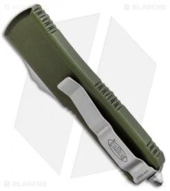Microtech UTX-85 T/E OTF Automatic Knife OD Green (3.125" Stonewash) 233-10OD -Blade HQ Shop Microtech UTX 85 TE OTF Auto OD Green SW 233 10OD BHQ 91466 jr side