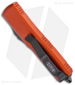 Microtech UTX-85 T/E OTF Automatic Knife Orange CC (3.125" Black) 233-1OR -Blade HQ Shop Microtech UTX 85 TE OTF Auto Orange CC Black 233 1OR BHQ 95391 jr side
