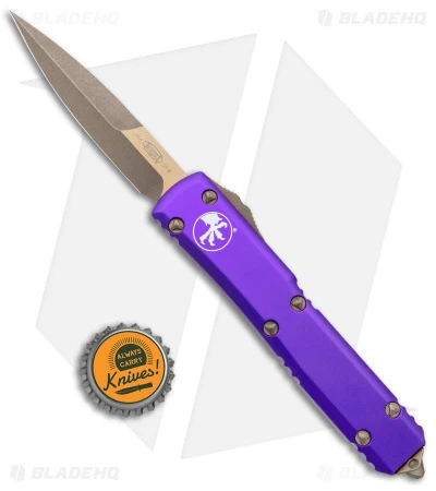 Microtech Ultratech Bayonet OTF Knife Purple Al (3.4" Bronze Apocalyptic) 6 Microtech Ultratech Bayonet OTF Knife Purple Al (3.4" Bronze Apocalyptic) - Image 4
