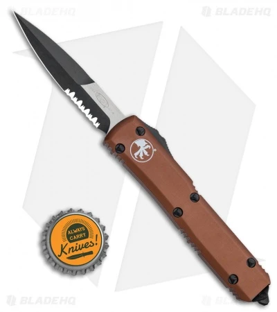 Microtech Ultratech Bayonet OTF Automatic Knife Tan (3.4" Black Serr) 120-2TA 6 Microtech Ultratech Bayonet OTF Automatic Knife Tan (3.4" Black Serr) 120-2TA - Image 4