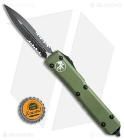 Microtech Ultratech D/E OTF Automatic Knife OD Green CC (3.4" Black Serr) -Blade HQ Shop Microtech Ultratech D E OTF Automatic Knife OD Green CC 3.4in Black Serr 122 2OD BHQ 51945 LS Bottlecap jr