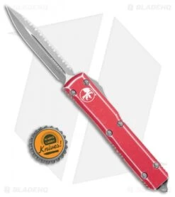 Microtech Ultratech D/E OTF Automatic Knife Distressed Red (3.4" SW Full Serr) 9 Microtech Ultratech D/E OTF Automatic Knife Distressed Red (3.4" SW Full Serr) -Blade HQ Shop Microtech Ultratech DE OTF Auto Distressed Red SW Full Serr 122 12DRD BHQ 108179 jr bottlecap