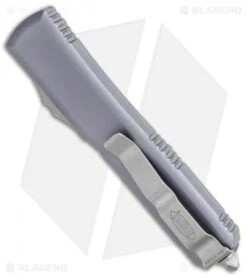 Microtech Ultratech D/E OTF Automatic Knife Gray (3.4" Apocalyptic) -Blade HQ Shop Microtech Ultratech DE OTF Auto Gray Apocalyptic BHQ 115904 jr side