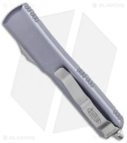 Microtech Ultratech S/E OTF Automatic Gray (3.4" Stonewash) 121-10 GY -Blade HQ Shop Microtech Ultratech DE OTF Auto Gray CC SW 121 10GY BHQ 72293 jr side