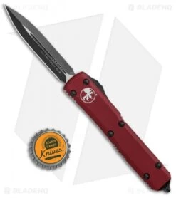 Microtech Ultratech D/E OTF Automatic Knife CC Merlot Red (3.4" Black) 122-1MR -Blade HQ Shop Microtech Ultratech DE OTF Auto Merlot Red CC Black 122 1MR BHQ 104921 jr bottlecap