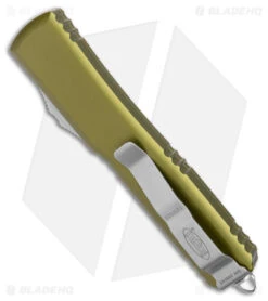 Microtech Ultratech D/E OTF Automatic Knife OD Green CC (3.4" SW Serr) 122-11OD -Blade HQ Shop Microtech Ultratech DE OTF Auto OD Green CC SW Serr BHQ 26210 jr side