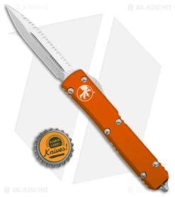 Microtech Ultratech OTF D/E Automatic Knife Orange CC (3.4" SW Full Serr) -Blade HQ Shop Microtech Ultratech DE OTF Auto Orange Full SW Serr BHQ 97793 jr bottlecap