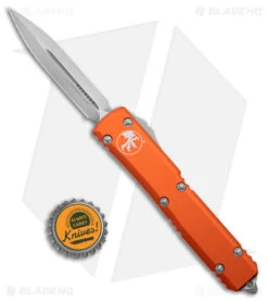 Microtech Ultratech Dagger D/E OTF Automatic Knife Orange (3.4" Stonewash) -Blade HQ Shop Microtech Ultratech DE OTF Auto Orange SW BHQ 51912 jr bottlecap