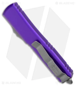 Microtech Ultratech D/E OTF Automatic Knife Purple (3.4" Apocalyptic) -Blade HQ Shop Microtech Ultratech DE OTF Auto Purple Apocalyptic BHQ 176904 jr side