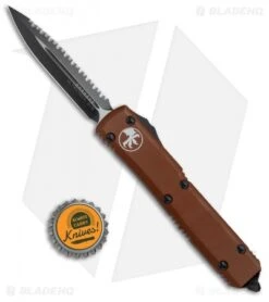 Microtech Ultratech D/E OTF Automatic Knife Tan CC (3.4" Black Full Serr) -Blade HQ Shop Microtech Ultratech DE OTF Auto TAn CC Black Full Serr 122 3TA BHQ 69119 jr bottlecap