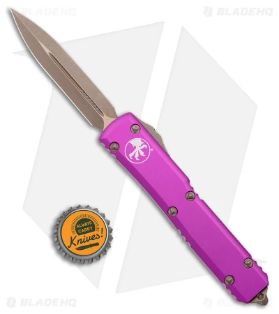 Microtech Ultratech D/E OTF Automatic Knife Violet (3.4" Bronze Apocalyptic) 6 Microtech Ultratech D/E OTF Automatic Knife Violet (3.4" Bronze Apocalyptic) - Image 4