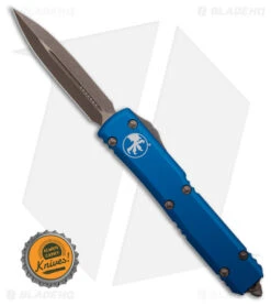 Microtech Ultratech D/E OTF Automatic Knife Blue (3.4" Bronze Apocalyptic) -Blade HQ Shop Microtech Ultratech DE OTF Automatic Knife Blue 3.4in Bronze Apocalyptic BHQ 181716 hd size