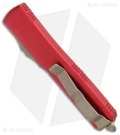 Microtech Ultratech D/E OTF Automatic Knife Red (3.4" Bronze) 122-13RD -Blade HQ Shop Microtech Ultratech DE OTF Red Bronze 122 13RD BHQ 74526 jr side