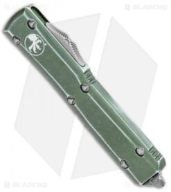 Microtech Ultratech D/E OTF Automatic Knife Distressed OD Green (3.4" Stonewash) -Blade HQ Shop Microtech Ultratech DE SW Standard Distressed OD Green 122 10DOD BHQ 111438 jr spine