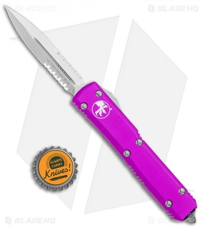 Microtech Ultratech Dagger OTF Automatic Knife Violet CC (3.4" Stonewash Serr) 6 Microtech Ultratech Dagger OTF Automatic Knife Violet CC (3.4" Stonewash Serr) - Image 4