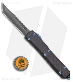 Microtech Ultratech Hellhound Tanto OTF Knife CF+ Ti Hardware (3.4" Damascus) -Blade HQ Shop Microtech Ultratech Hellhound OTF Auto Carbon Fiber Damascus 119 16CFTI BHQ 99297 ns bottlecap