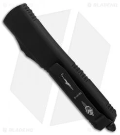 Microtech Ultratech Hellhound Tanto OTF Automatic Knife Black G-10 W/ Blue HW -Blade HQ Shop Microtech Ultratech Hellhound Tanto Black G10 Blue HW BHQ 89364 er side