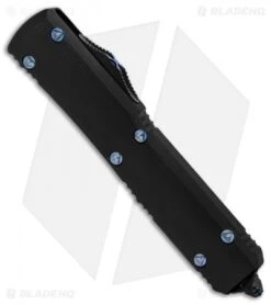 Microtech Ultratech Hellhound Tanto OTF Automatic Knife Black G-10 W/ Blue HW -Blade HQ Shop Microtech Ultratech Hellhound Tanto Black G10 Blue HW BHQ 89364 er spine