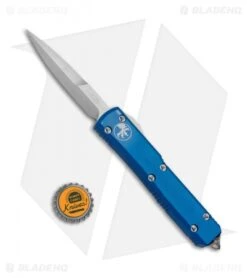 Microtech Ultratech Bayonet OTF Automatic Knife Blue CC (3.4" Satin) -Blade HQ Shop Microtech Ultratech OTF Bayo Blue Satin 120 4BL BHQ 67449 jr bottlecap