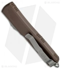 Microtech Ultratech Spartan OTF Automatic Knife Tan CC (3.4" Stonewash) 223-10TA -Blade HQ Shop Microtech Ultratech OTF Spartan SW Tan 223 10TA BHQ 52040 jr side
