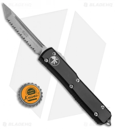 Microtech Ultratech T/E OTF Automatic Knife Black (3.4" Stonewash Full Serr) 6 Microtech Ultratech T/E OTF Automatic Knife Black (3.4" Stonewash Full Serr) - Image 4