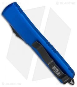 Microtech Ultratech Tanto OTF Automatic Knife Blue CC (3.4" Black) 123-1BL -Blade HQ Shop Microtech Ultratech OTF TE Blue Black 122 7BL BHQ 24010 jr side