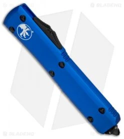 Microtech Ultratech Tanto OTF Automatic Knife Blue CC (3.4" Black) 123-1BL -Blade HQ Shop Microtech Ultratech OTF TE Blue Black 122 7BL BHQ 24010 jr spine