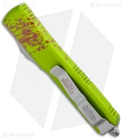 Microtech Ultratech S/E Green Zombie Tech OTF Knife (3.5" Stonewash Serr) -Blade HQ Shop Microtech Ultratech SE Green Zombie Tech OTF SW Serr 121 11Z BHQ 95385 jr side