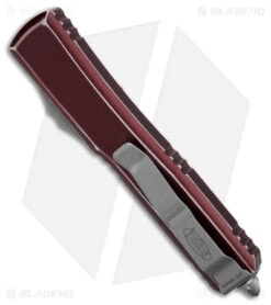 Microtech Ultratech S/E OTF Automatic Knife Distressed Merlot (3.4" Apocalyptic) -Blade HQ Shop Microtech Ultratech SE OTF AK Distressed Merlot 3in Apocalyptic BHQ 179157 td side