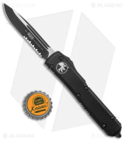 Microtech Ultratech S/E OTF Automatic Knife Tactical Black (3.4" Black Serr) -Blade HQ Shop Microtech Ultratech SE OTF Auto Black Black Serr BHQ 51727 jr bottlecap