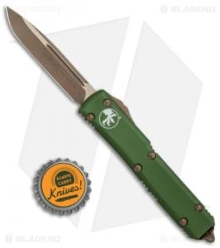 Microtech Ultratech Drop Point OTF Automatic Knife OD Green (3.4" Bronze AP) -Blade HQ Shop Microtech Ultratech SE OTF Auto OD Green AP Bronze 121 13APOD BHQ 126410 jr bottlecap