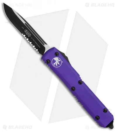 Microtech Ultratech S/E OTF Automatic Knife Purple (3.4" Black Serr) 121-2PU 3 Microtech Ultratech S/E OTF Automatic Knife Purple (3.4" Black Serr) 121-2PU