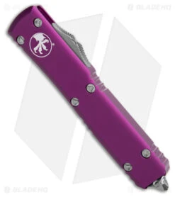 Microtech Ultratech S/E OTF Automatic Knife Violet (3.4" Satin) 121-4VI -Blade HQ Shop Microtech Ultratech SE OTF Automatic Knife Violet 3.4in Satin BHQ 93228 hd spine