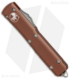 Microtech Ultratech S/E OTF Automatic Knife Tan CC (3.4" Stonewash Serr) -Blade HQ Shop Microtech Ultratech SE Tan CC SW serr BHQ 80387 jr spinee