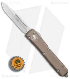 Microtech Ultratech S/E OTF Automatic Knife Tan CC (3.4" Satin) -Blade HQ Shop Microtech Ultratech SE Tan CC satin BHQ 80663 er bottlecap